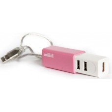 Мини хаб USB 2.0 на 4 порта KS-is Slim (розовый) (KS-021PI)