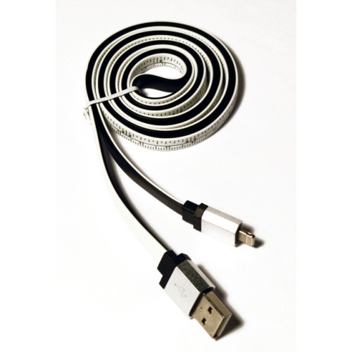 Кабель USB-Lightning KS-is (KS-283B-W) 1м чер+бел