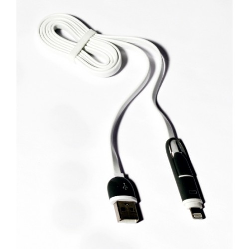 Кабель 2 в 1 USB-Lightning/microUSB KS-is (KS-285G-W) 1м сер+бел
