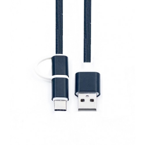 Кабель 2 в 1 USB-microUSB/USB Type C KS-is (KS-349B) 1м чер